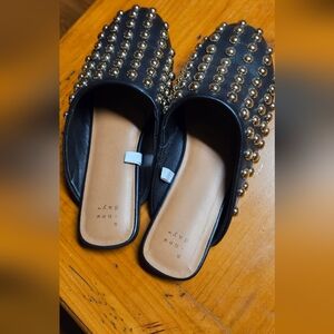 a new day Black Slip-On Mules with Gold Studs